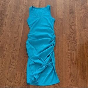 A New Day Vibrant Blue Ruffled Midi Dress